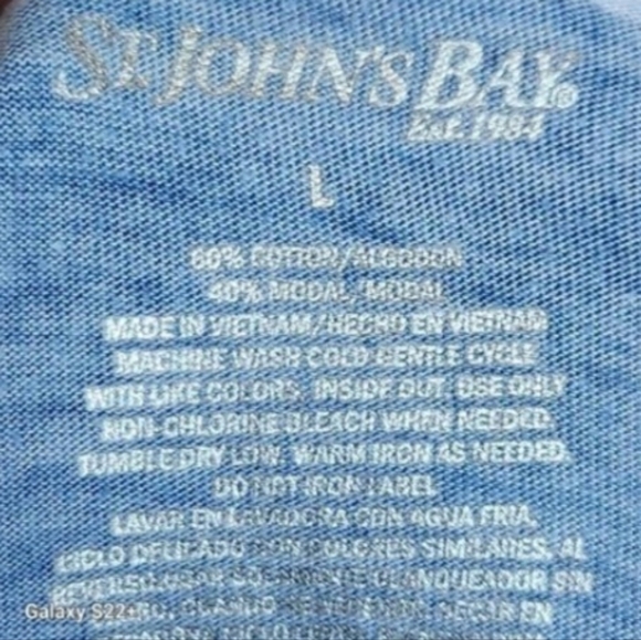 E42 St John's Bay Blue t shirt with floral pattern - Picture 3 of 4